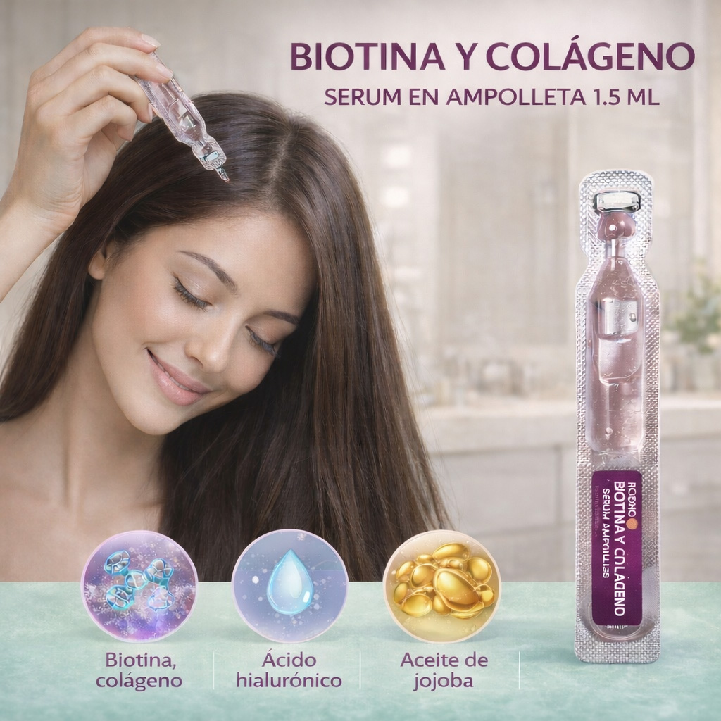 1 AMPOLLETA CAPILAR 1,5 ML BIOTINA Y COLAGENO PARA CABELLO LISO
